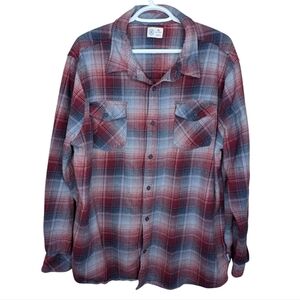 Men's Hurley Blue Red White Flannel Plaid Button-Down Shirt XXL